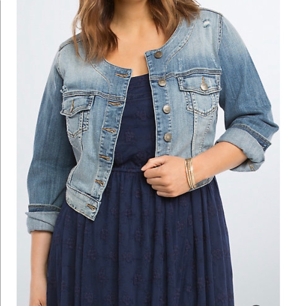 Cropped Denim Jean Jacket, Torrid Size 2